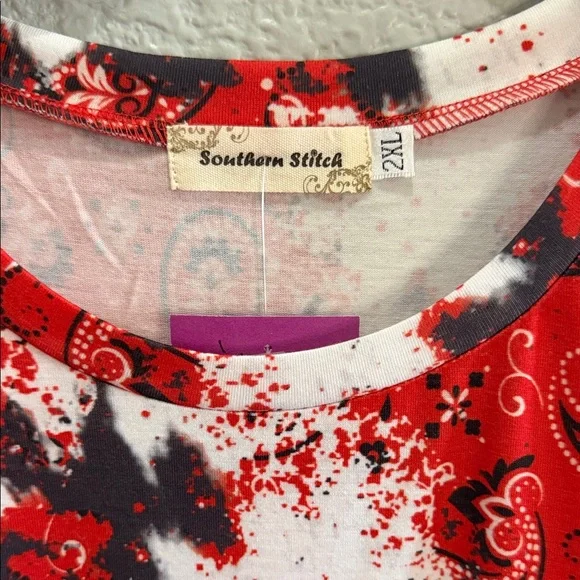 Southern Stitch Merry Christmas Red & Black Graphic Tee size 2X - Picture 2 of 5